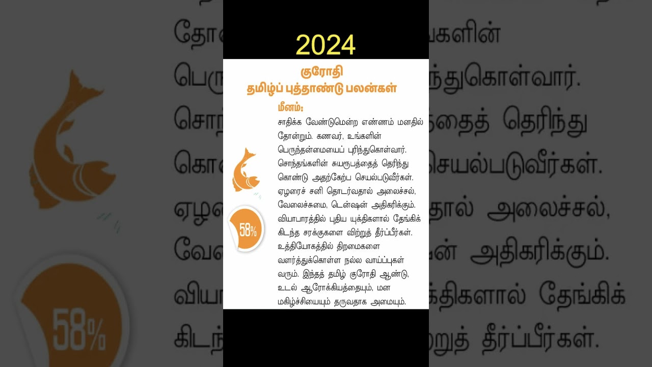 மீனம் – ஆரோக்கியம் தரும் தமிழ் புத்தாண்டு | Tamil new year rasipalan 2024 | Meenam